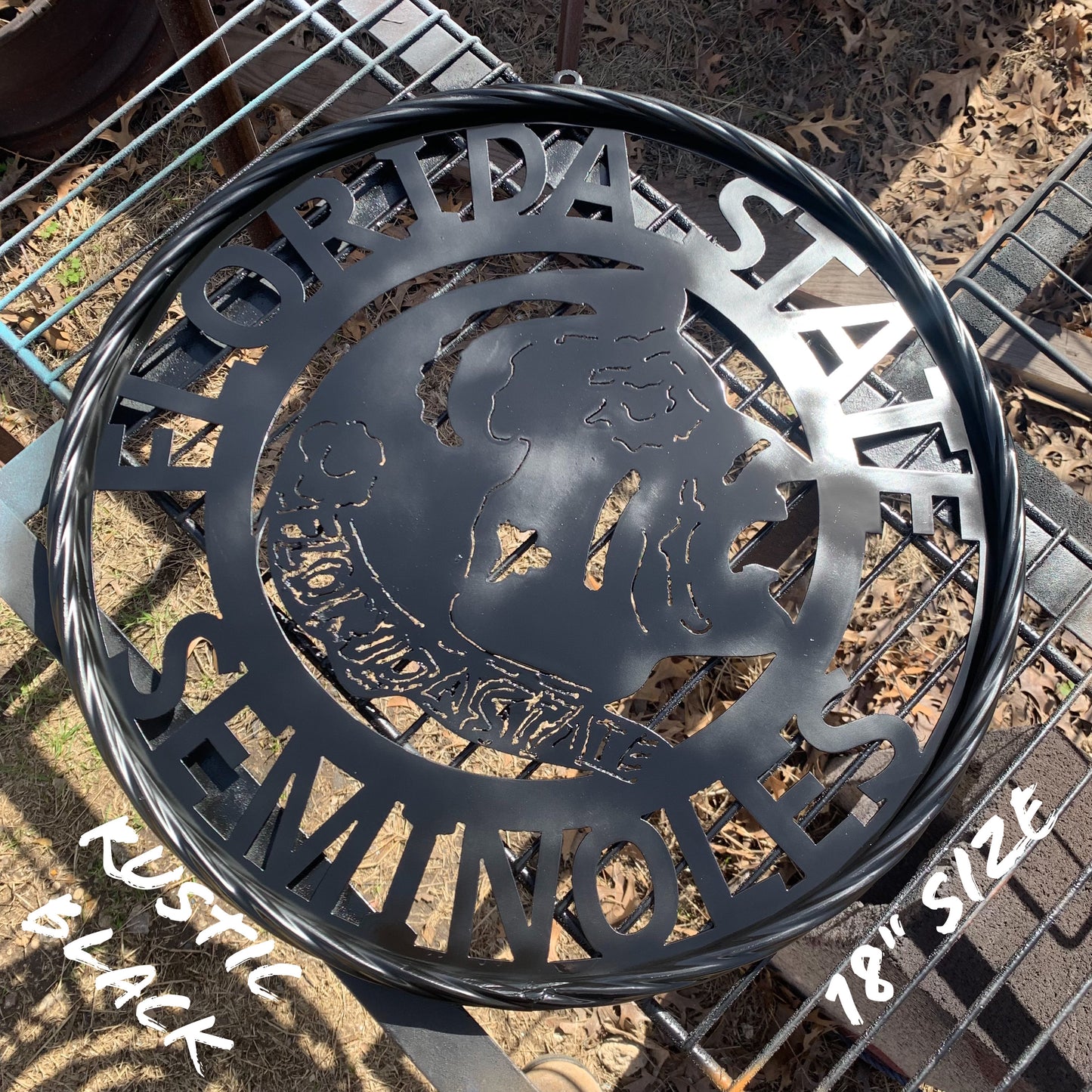 12",18", 24", 32" FSU FLORIDA STATE SEMINOLES INDIAN BLACK METAL CUSTOM VINTAGE CRAFT TEAM SIGN