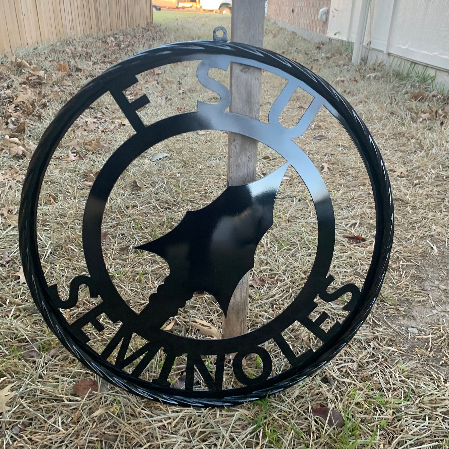 12", 18", 24", 32" FSU SEMINOLES FLORIDA STATE SPEAR CUSTOM METAL VINTAGE CRAFT TEAM SIGN RUSTIC BLACK HANDMADE