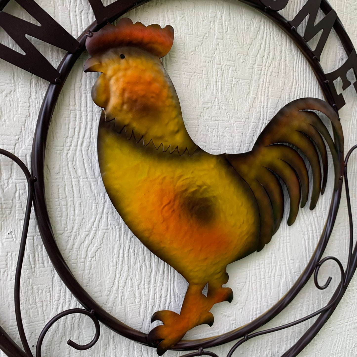 ROOSTER WELCOME 24" METAL SCROLL STYLE WESTERN HOME DECOR HANDMADE NEW-#EH10143
