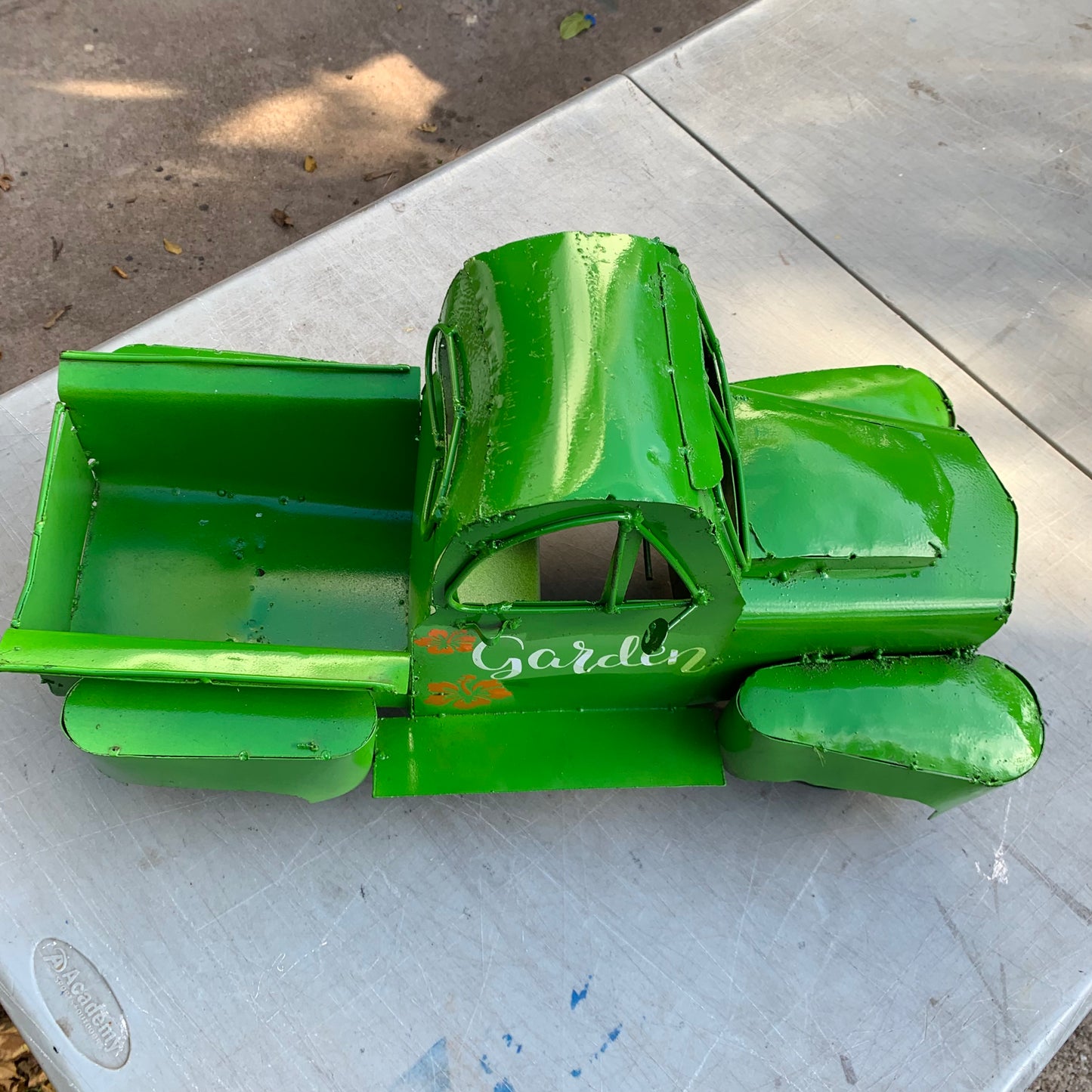GARDEN GREEN 20" PICKUP TRUCK METAL ART GARDEN FIGURINE OUTDOOR & INDOOR GARDEN WESTERN HOME DECOR HANDMADE NEW SIZE 20"L x 10"W x 12" H #EH12523