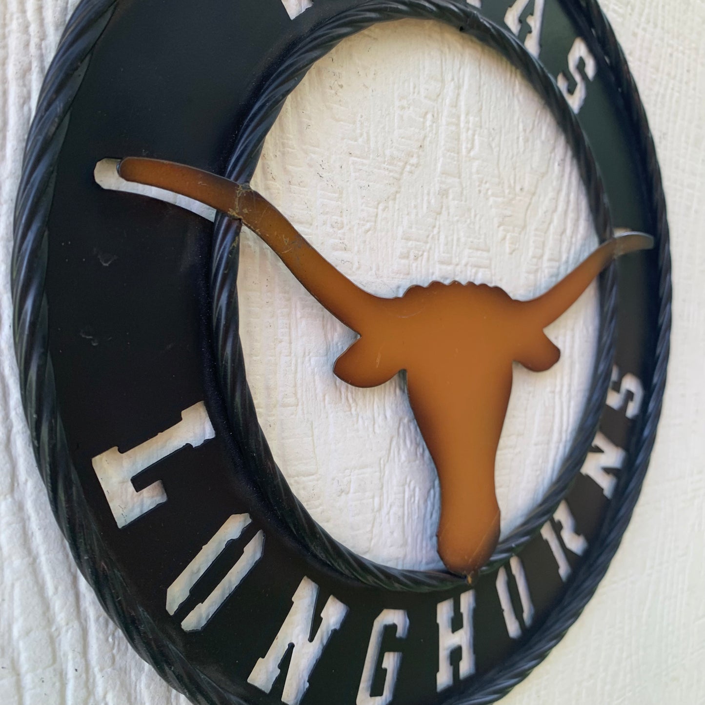 TEXAS LONGHORNS WIDE BAND RING METAL CUSTOM VINTAGE CRAFT WALL ART TEAM SIGN HANDMADE