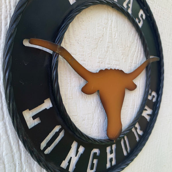 TEXAS LONGHORNS WIDE BAND RING METAL CUSTOM VINTAGE CRAFT WALL ART TEAM SIGN HANDMADE