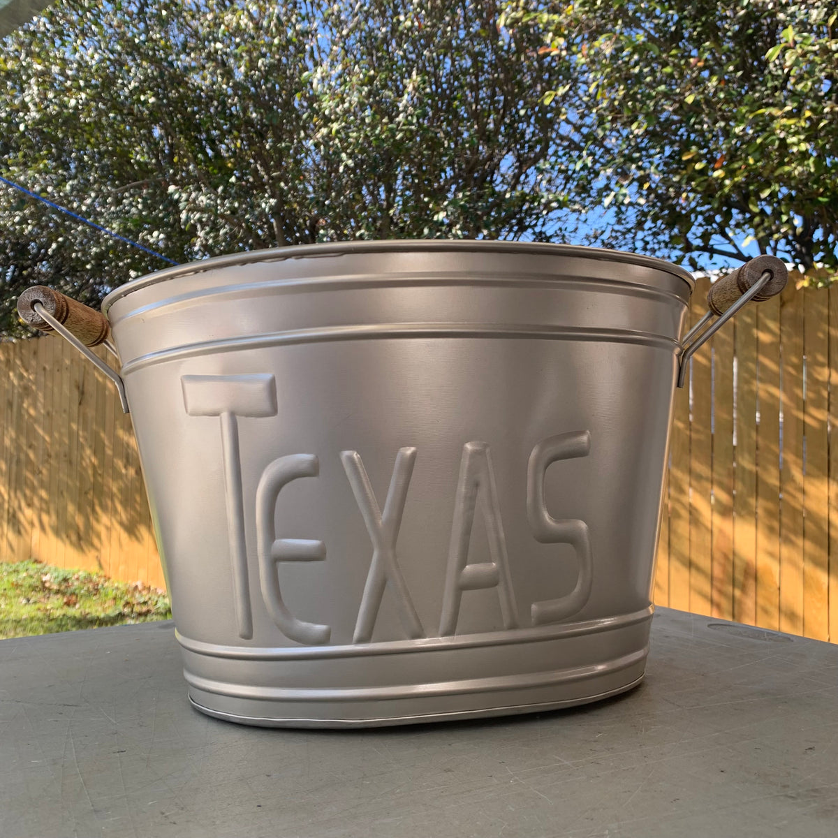 18" TEXAS SILVER OVAL TUB METAL WESTERN HOME DECOR METAL ART NEW #EH10390