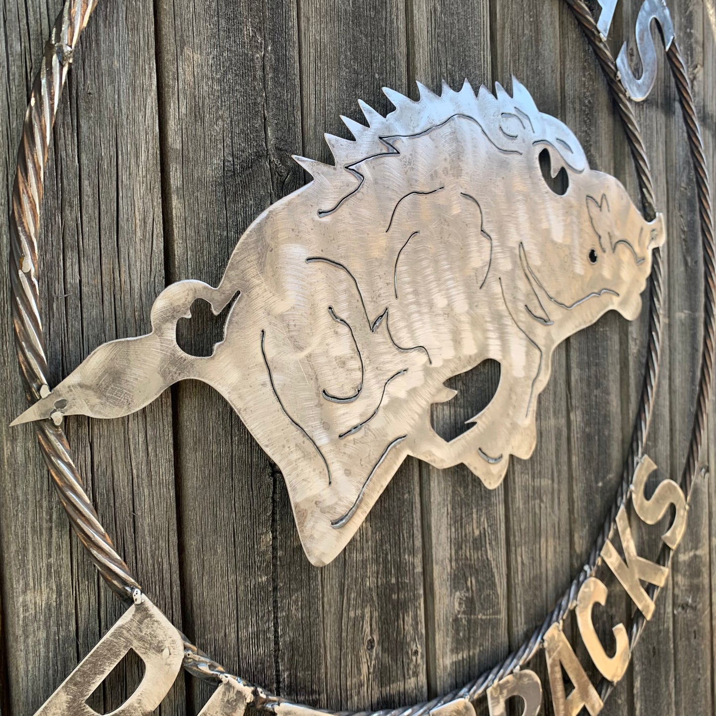 ARKANSAS RAZORBACKS CUSTOM RAW METAL VINTAGE CRAFT TEAM SIGN OFFICIAL LICENSED PRODUCT
