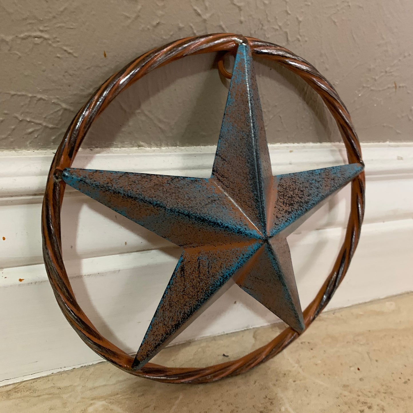 TURQUOISE DISTRESSED BARN METAL STAR WESTERN HOME DECOR ART HANDMADE #EH13601