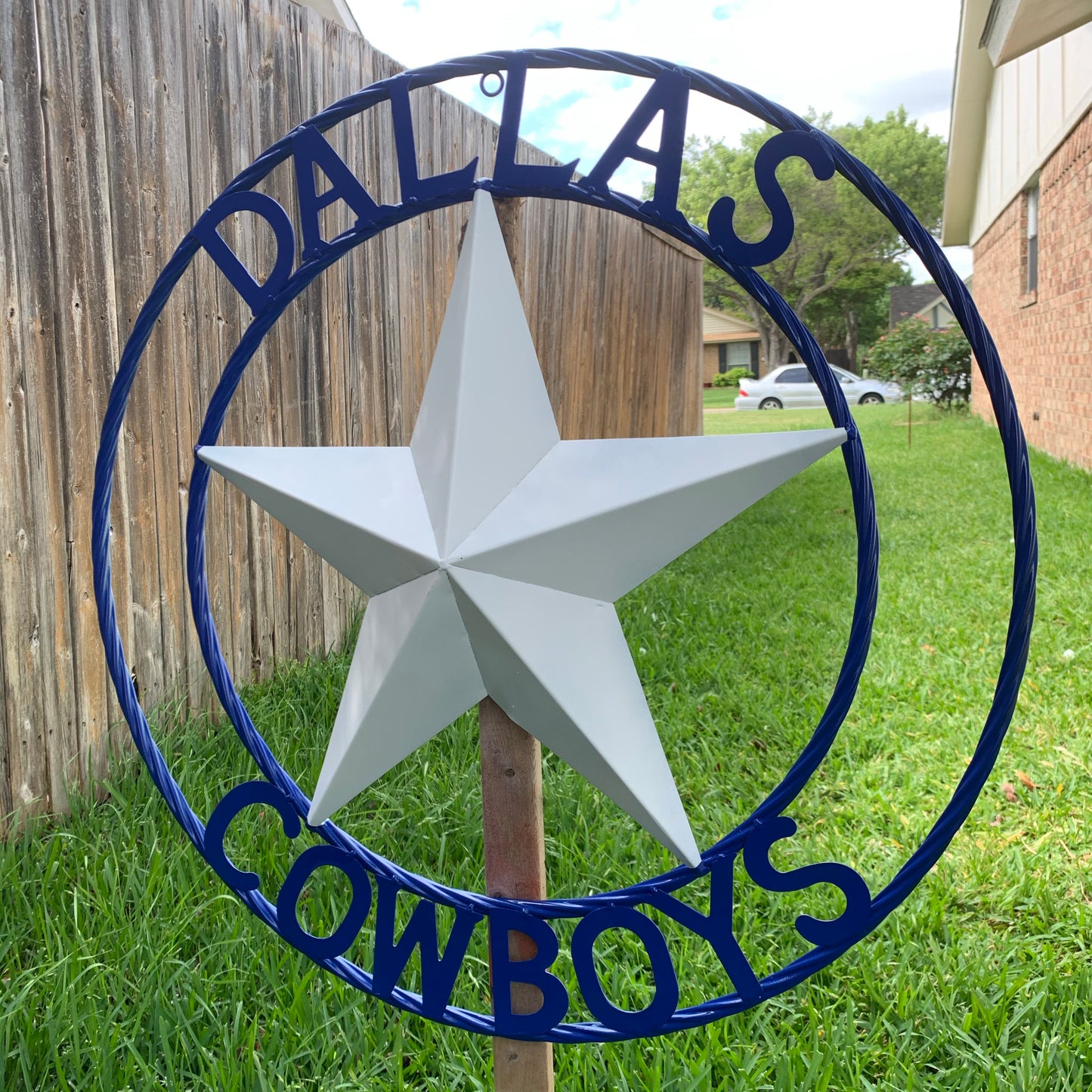 DALLAS COWBOYS STAR METAL BARN LONE STAR WESTERN HOME DECOR BLUE & WHITE STAR, SIZE:24",32",36",40",42",44",46",50"