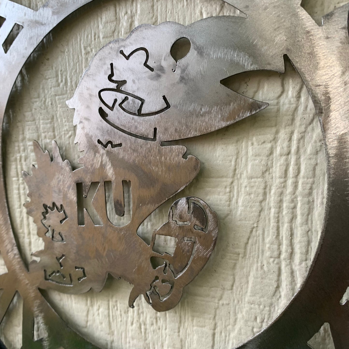 KANSAS JAYHAWKS RAW METAL CUSTOM VINTAGE CRAFT WALL ART TEAM SIGN HANDMADE