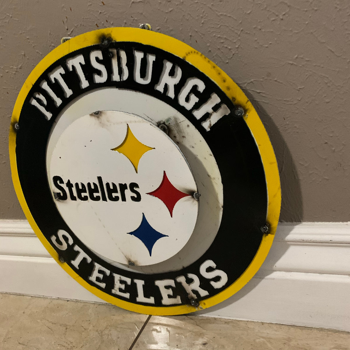 15" SPORTS CUSTOM DISC METAL VINTAGE CRAFT SIGN TEAM ART WESTERN HOME DECOR HANDMADE