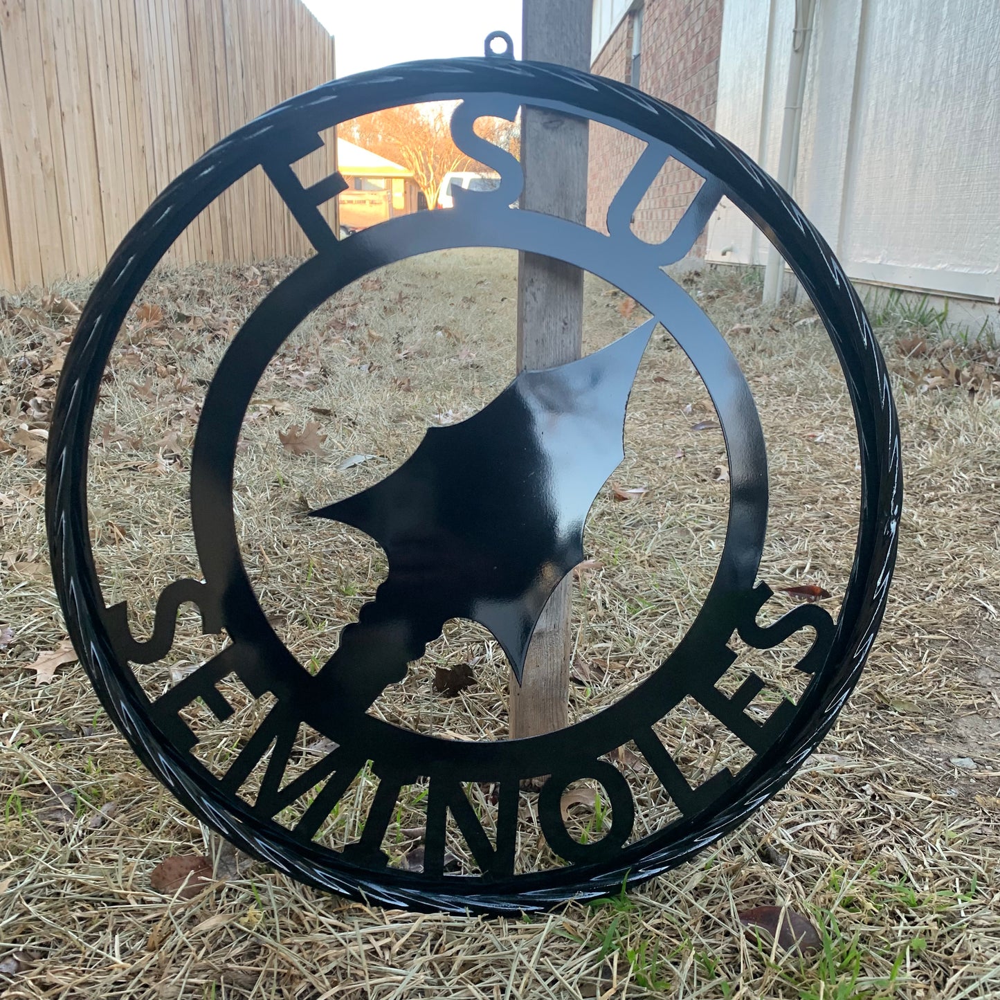 12", 18", 24", 32" FSU SEMINOLES FLORIDA STATE SPEAR CUSTOM METAL VINTAGE CRAFT TEAM SIGN RUSTIC BLACK HANDMADE