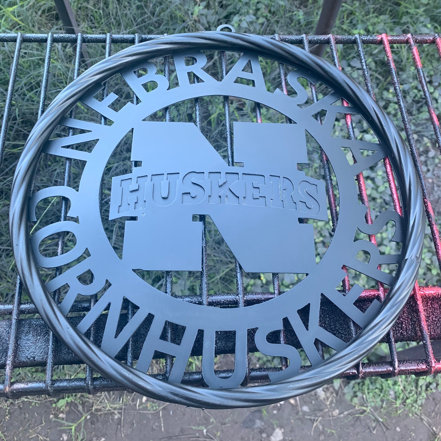 12" NEBRASKA HUSKERS BLACK METAL CUSTOM VINTAGE CRAFT TEAM SIGN