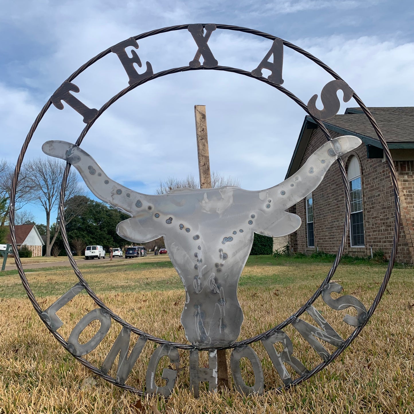 50" TEXAS LONGHORNS LARGE CUSTOM RAW METAL VINTAGE CRAFT SIGN TEAM ART UNPAINTED WESTERN HOME DECOR HANDMADE STEEL #EH12570