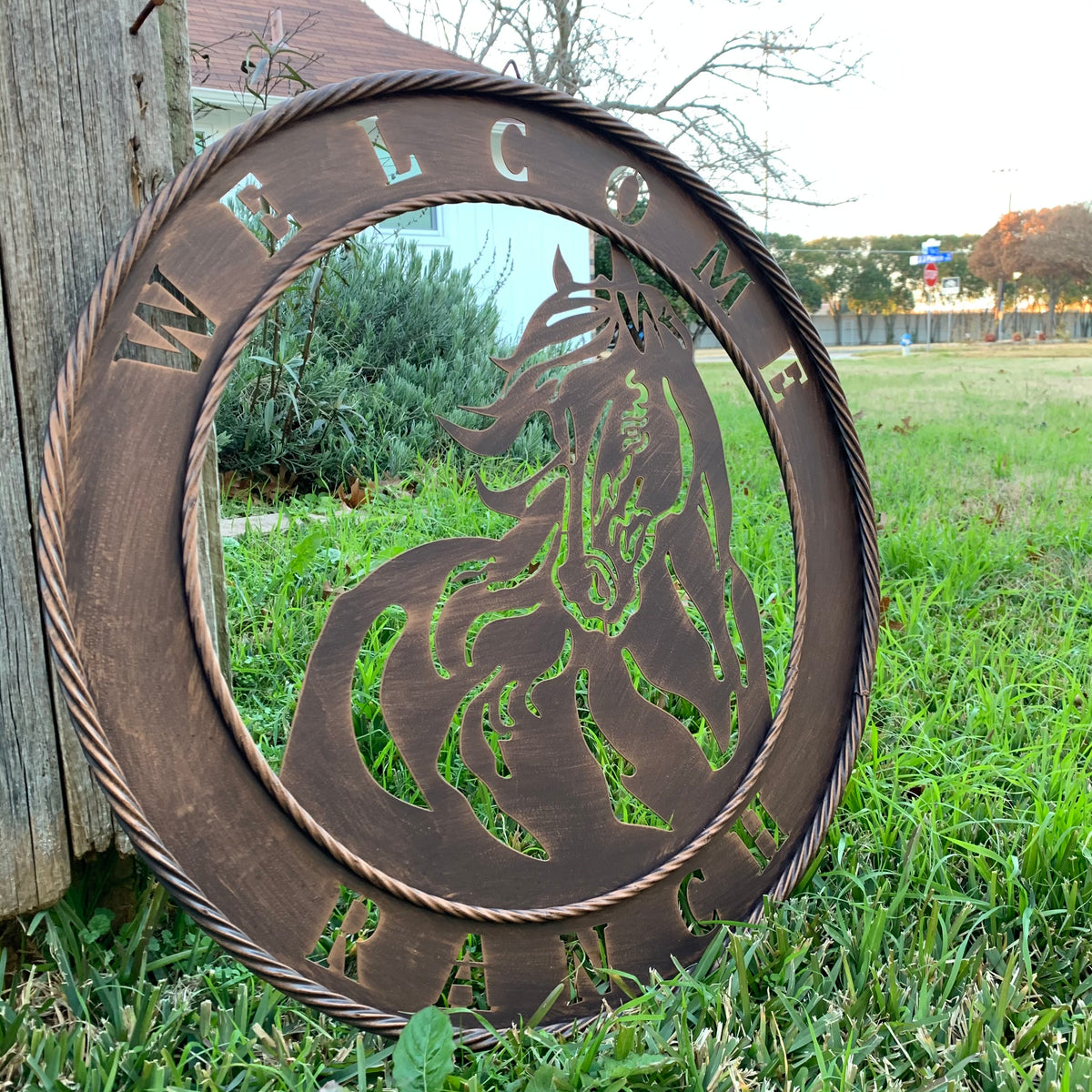 23" WELCOME RANCH HORSE METAL WALL DECOR WESTERN HOME DECOR HANDMADE NEW