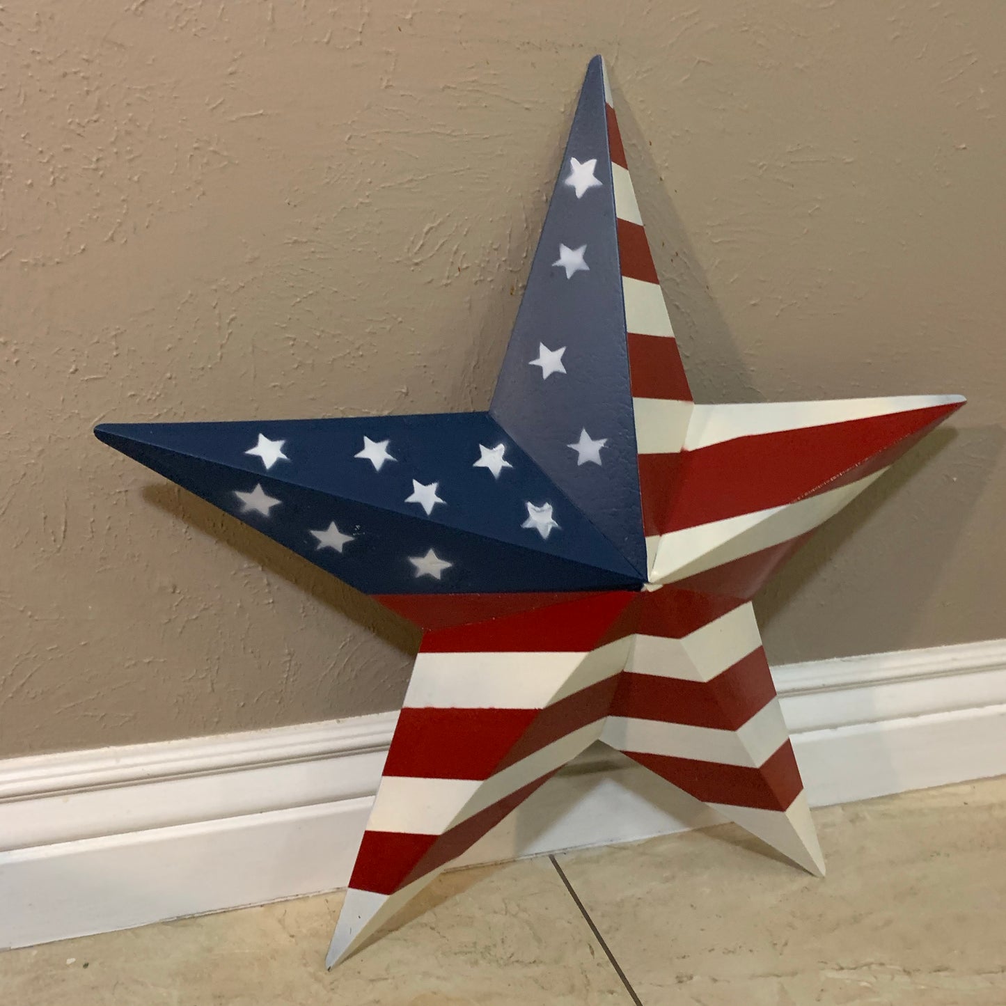 AMERICANA USA FLAG BARN STAR RED WHT BLUE STAR HANDMADE 12",24",36" #EH13297