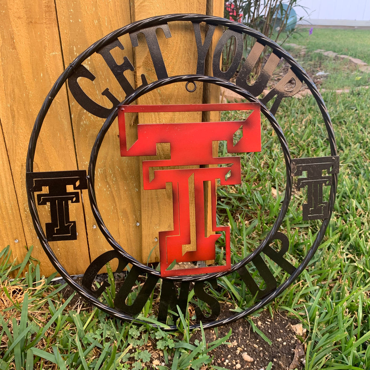 12", 18", 24", 32" GET YOUR GUNS UP TEXAS TECH CUSTOM METAL VINTAGE CRAFT TEAM SIGN