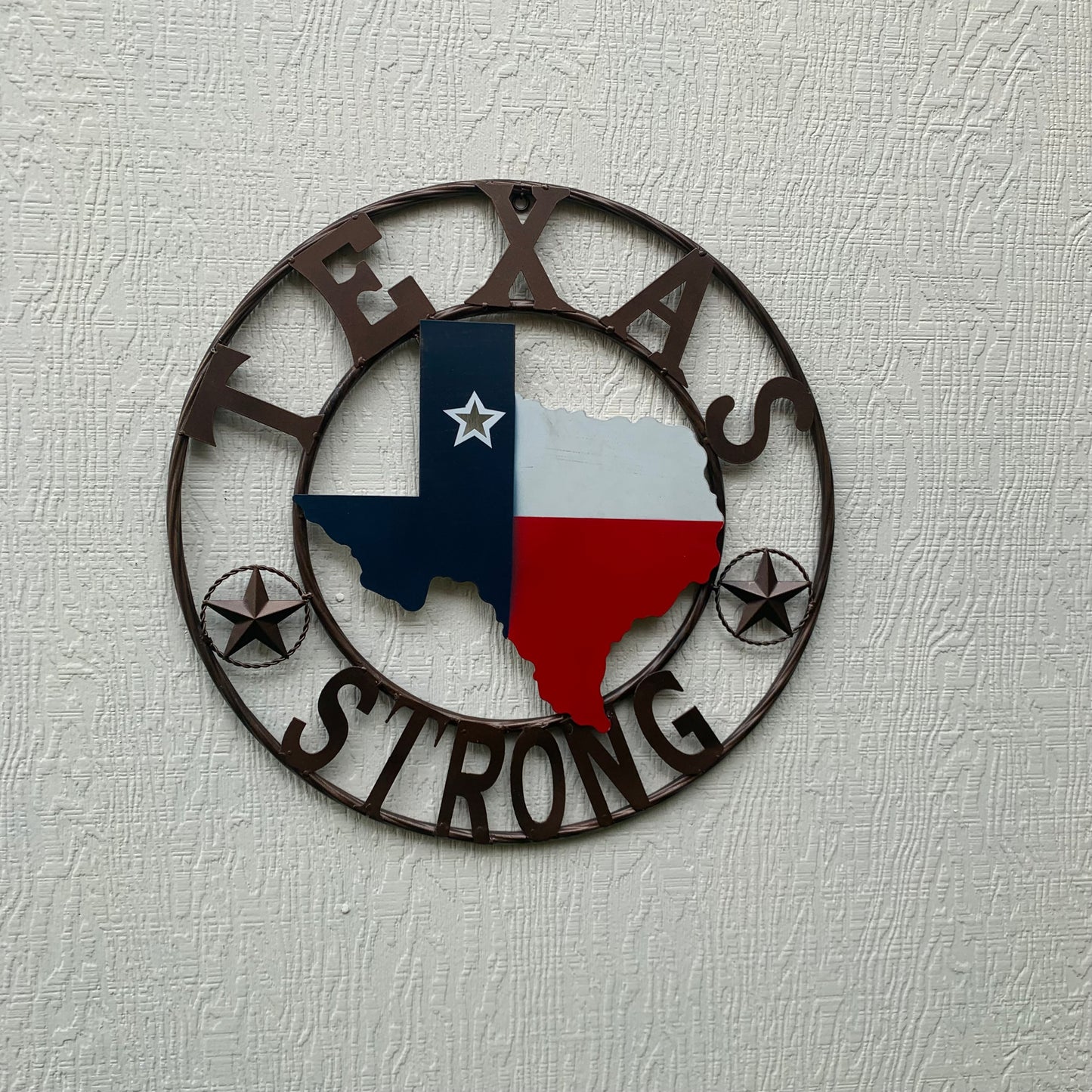 TEXAS STRONG BARN METAL WALL ART SIGN WESTERN HOME DECOR RED WHITE BLUE HANDMADE #EH13213