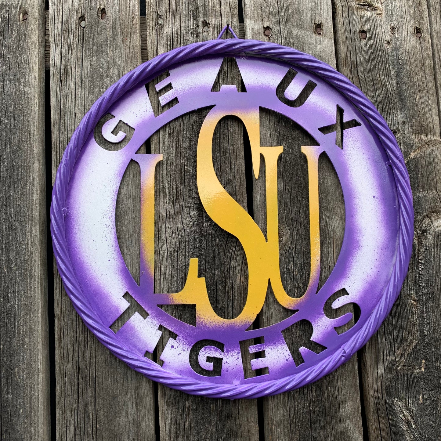 12",18",24",32" LSU GEAUX TIGERS CUSTOM METAL VINTAGE CRAFT SIGN TEAM WALL ART WESTERN HOME DECOR