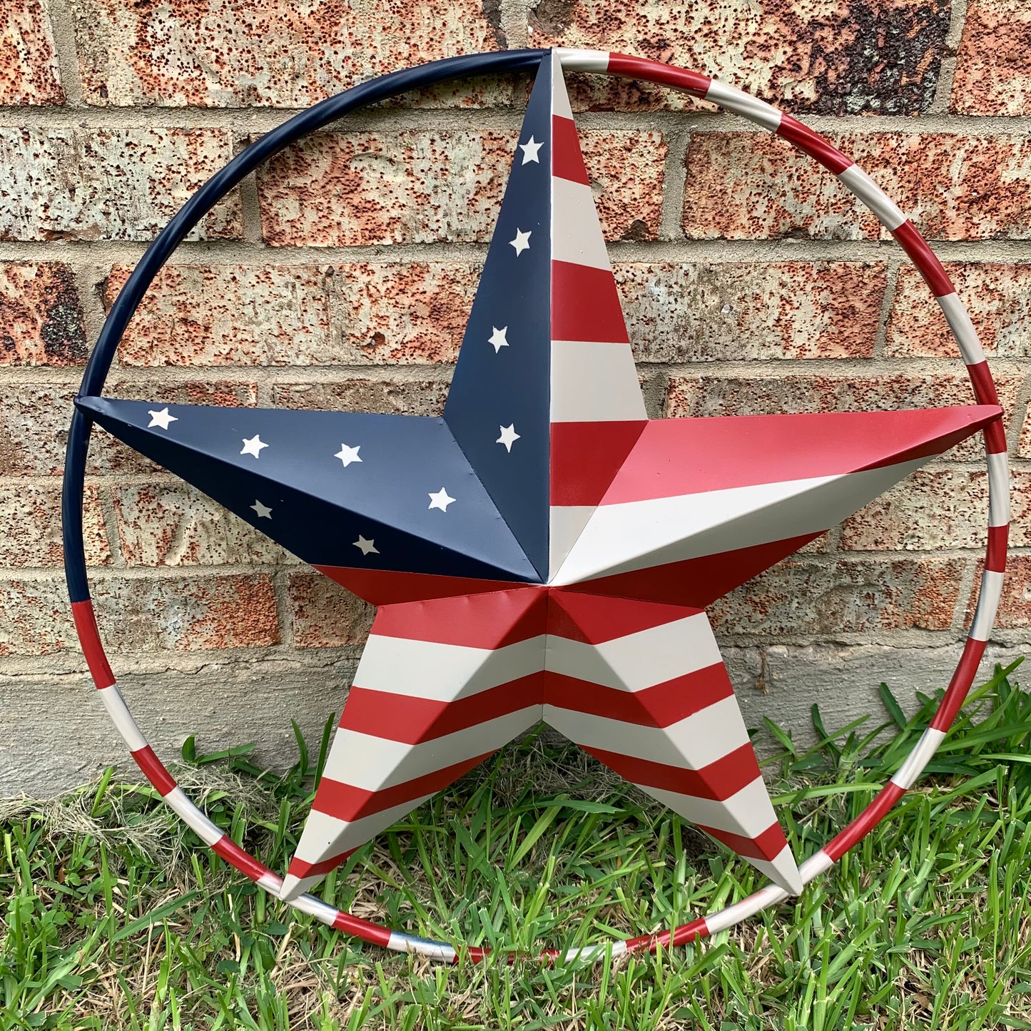 AMERICAN USA FLAG BARN STAR METAL RED BEIGE BLUE STAR 12",16",24",32"36",38",40",48