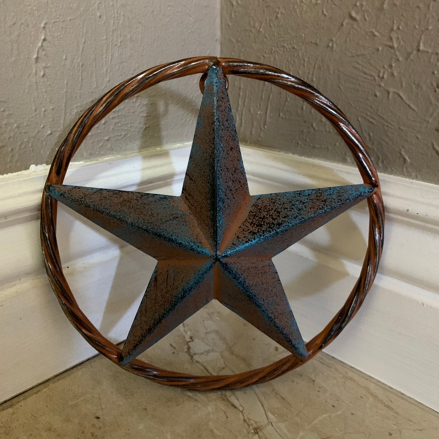 TURQUOISE DISTRESSED BARN METAL STAR WESTERN HOME DECOR ART HANDMADE #EH13601