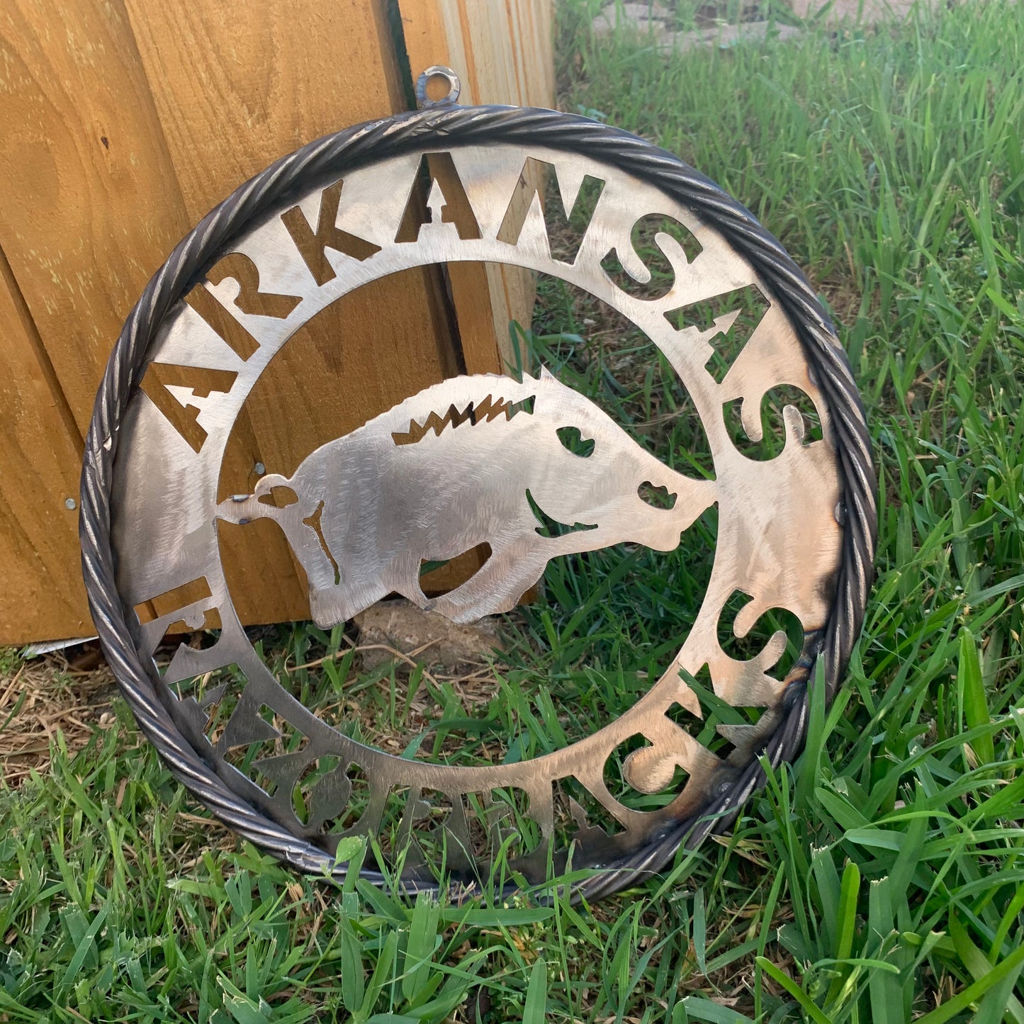 12", 18", 24", 32" ARKANSAS RAZORBACKS CUSTOM RAW METAL VINTAGE CRAFT WIDE BAND RING TEAM SIGN HANDMADE