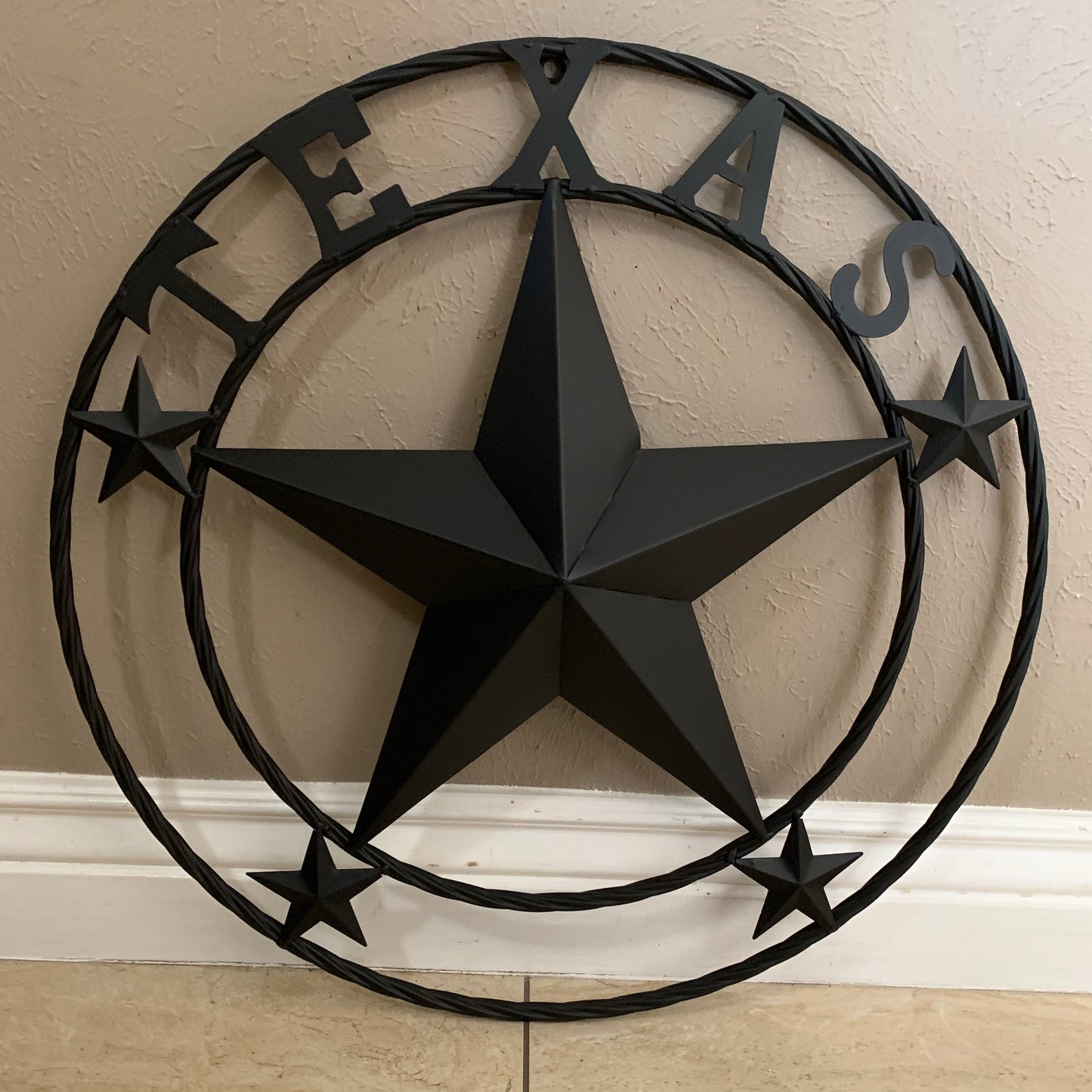 24" TEXAS BLACK STAR BARN STAR METAL ART WESTERN HOME DECOR VINTAGE RUSTIC BLACK