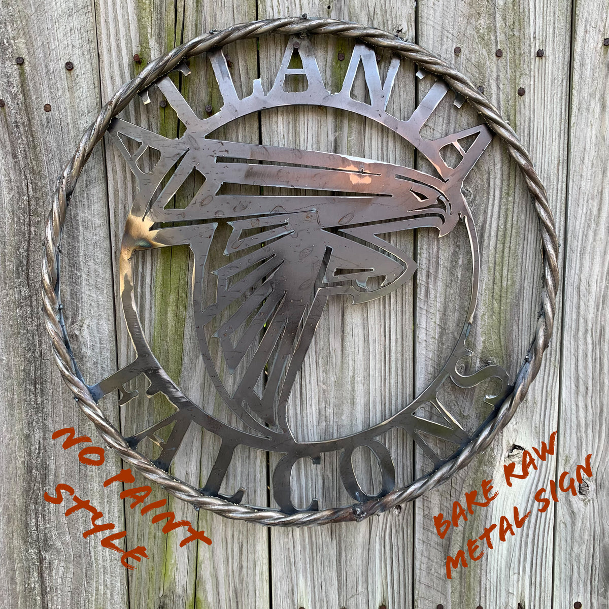 18", 24", 32", 36" ATLANTA FALCONS CUSTOM RAW METAL VINTAGE CRAFT TEAM SIGN HANDMADE