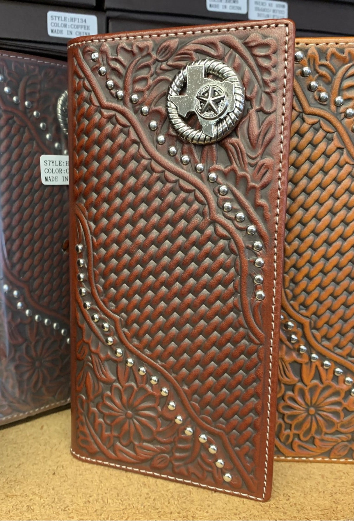 GENUINE LEATHER WESTERN CHECKBOOK MEN'S WALLET WESTERN FASHION