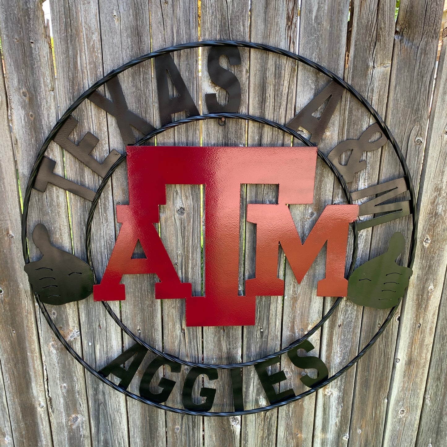 GIGEM AGGIES TEXAS A&M CUSTOM METAL VINTAGE CRAFT TEAM SIGN WESTERN HOME DECOR HANDMADE