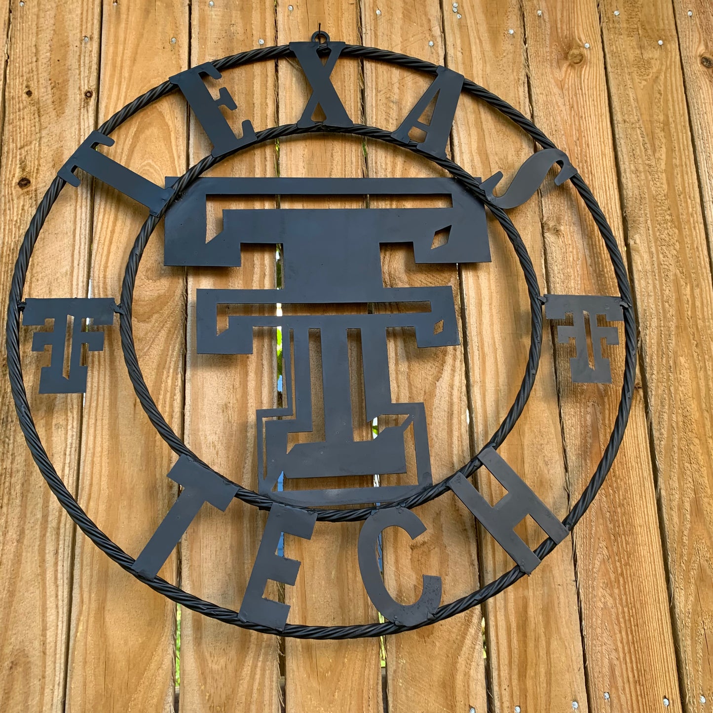 TEXAS TECH RUSTIC BLACK CUSTOM METAL VINTAGE CRAFT WESTERN HOME DECOR HANDMADE