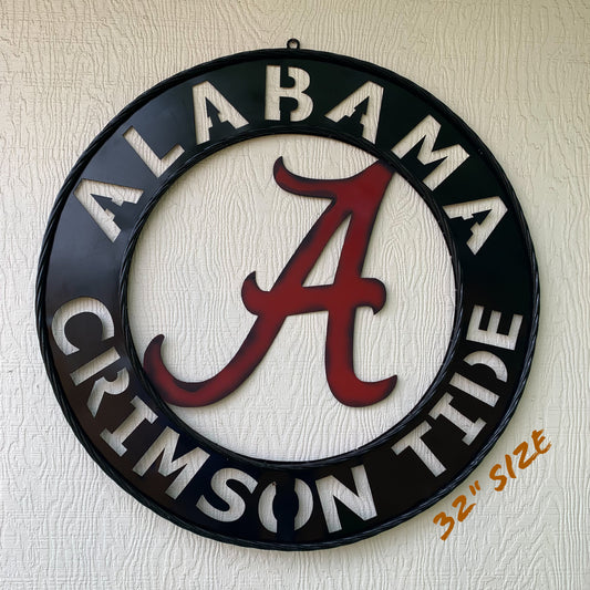 ALABAMA CRIMSON TIDE WIDE BAND RING CUSTOM METAL VINTAGE SIGN TEAM SPORTS HANDMADE
