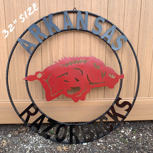 ARKANSAS RAZORBACKS CUSTOM METAL VINTAGE CRAFT SIGN TEAM WALL ART WESTERN HOME DECOR HANDAMADE