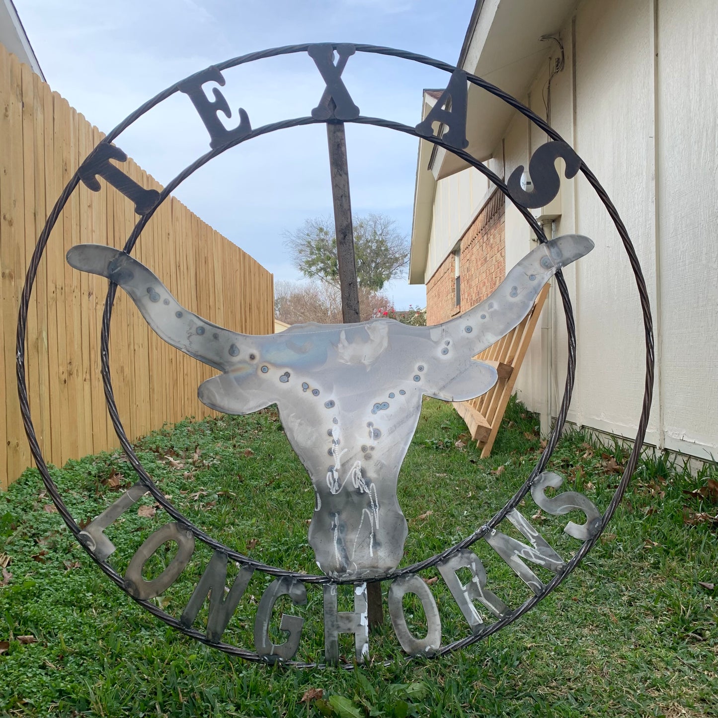 50" TEXAS LONGHORNS LARGE CUSTOM RAW METAL VINTAGE CRAFT SIGN TEAM ART UNPAINTED WESTERN HOME DECOR HANDMADE STEEL #EH12570