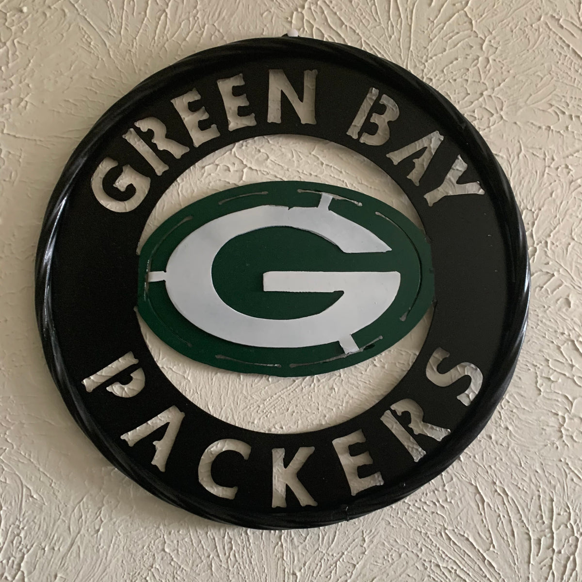 GREEN BAY WIDE BAND DISC METAL CUSTOM VINTAGE CRAFT TEAM SPORTS SIGN HANDMADE