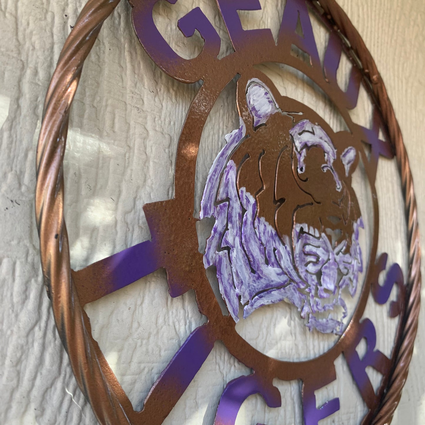 12",18",24",32" GEAUX TIGERS CUSTOM VINTAGE METAL CRAFT TEAM WALL ART HANDMADE
