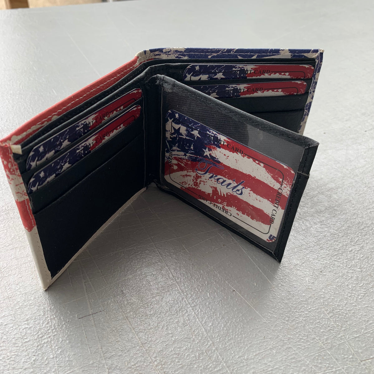 5" USA FLAG RED WHITE BLUE WALLET LEATHER BIFOLD WALLET NEW
