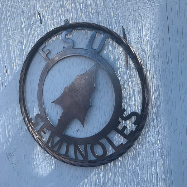 FSU SEMINOLES FLORIDA SPEAR CUSTOM RAW METAL VINTAGE CRAFT TEAM SIGN HANDMADE