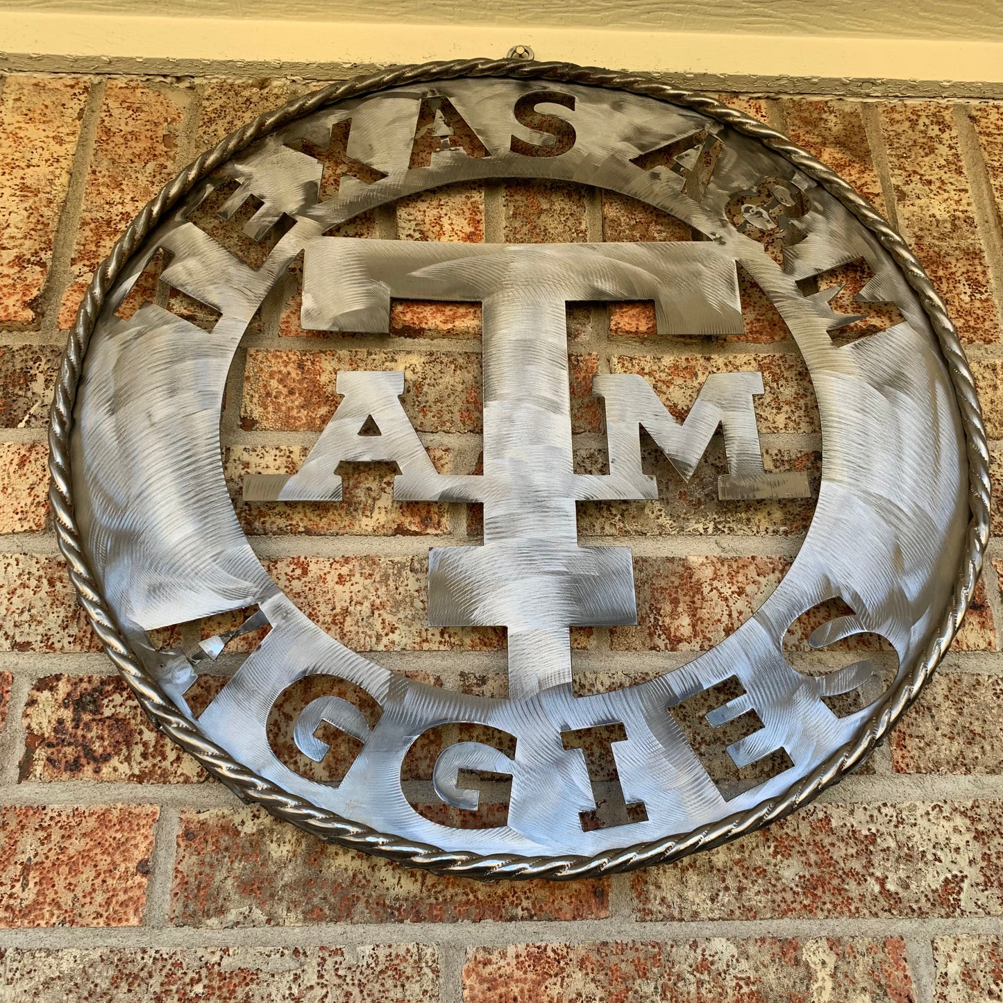 TEXAS A&M WIDE BAND RAW METAL CUSTOM VINTAGE CRAFT WALL ART TEAM SIGN HANDMADE