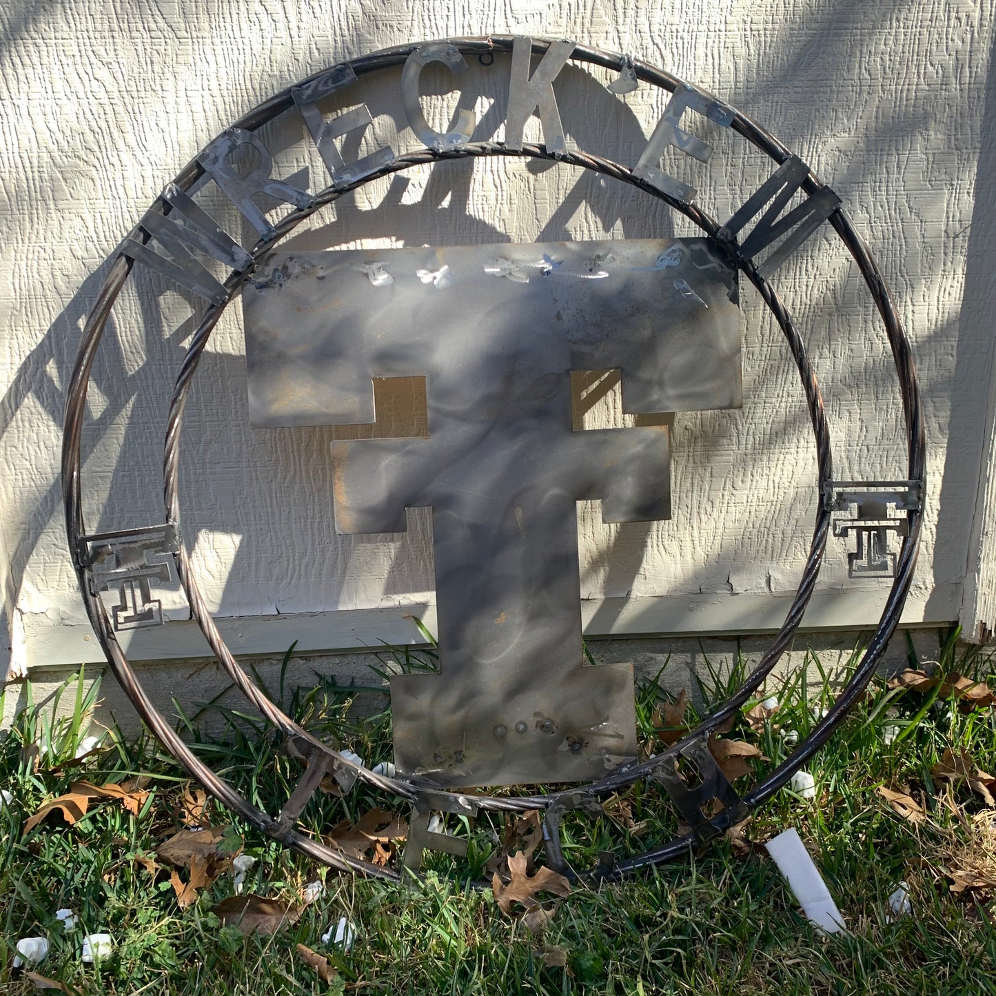 12",18",24",32",36" WRECKEM TEXAS TECH RAW METAL CUSTOM VINTAGE CRAFT METAL TEAM SIGN HANDMADE