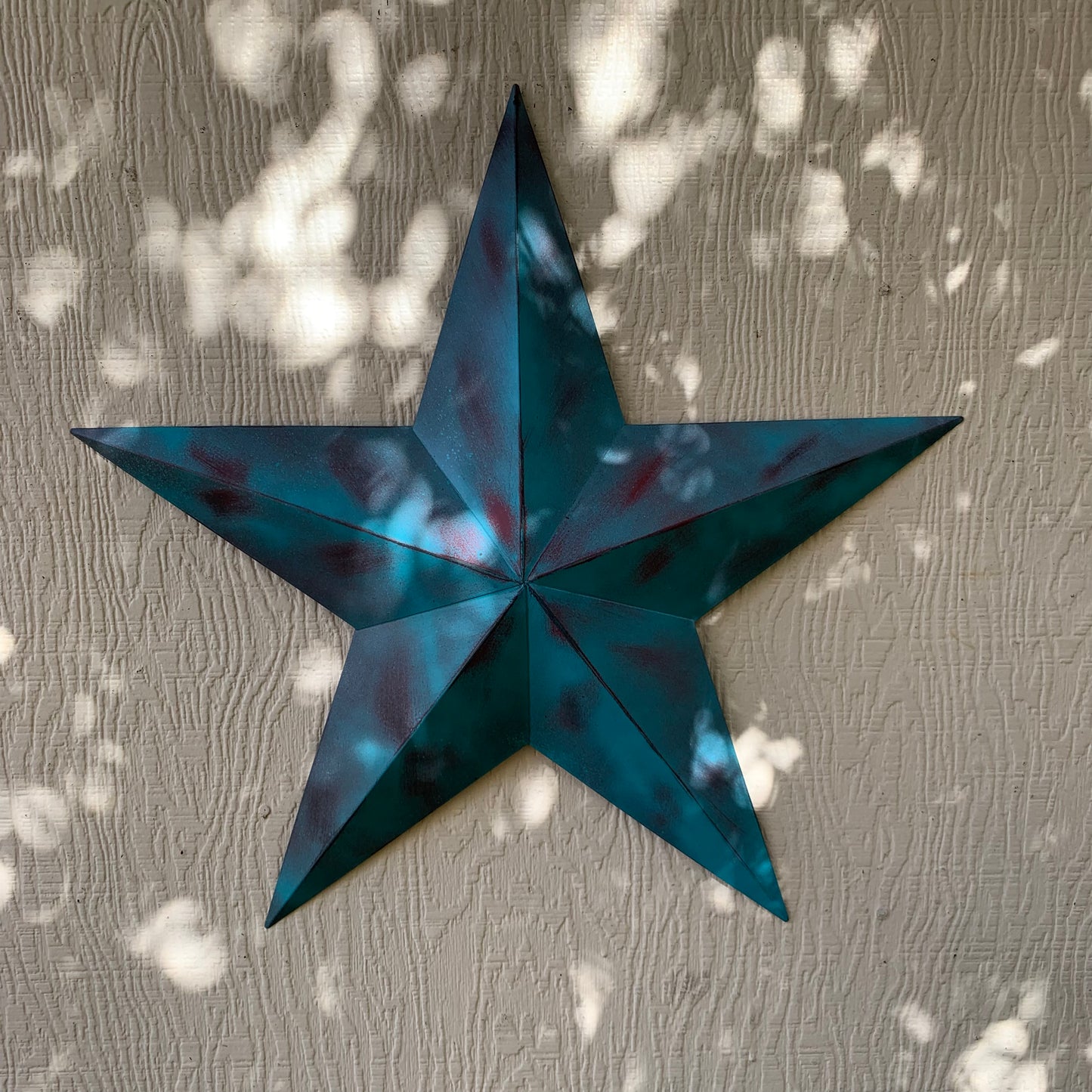 #EH10480 TURQUOISE DISTRESSED TWO TONE BARN STAR METAL ART WESTERN HOME DECOR HANDMADE NEW