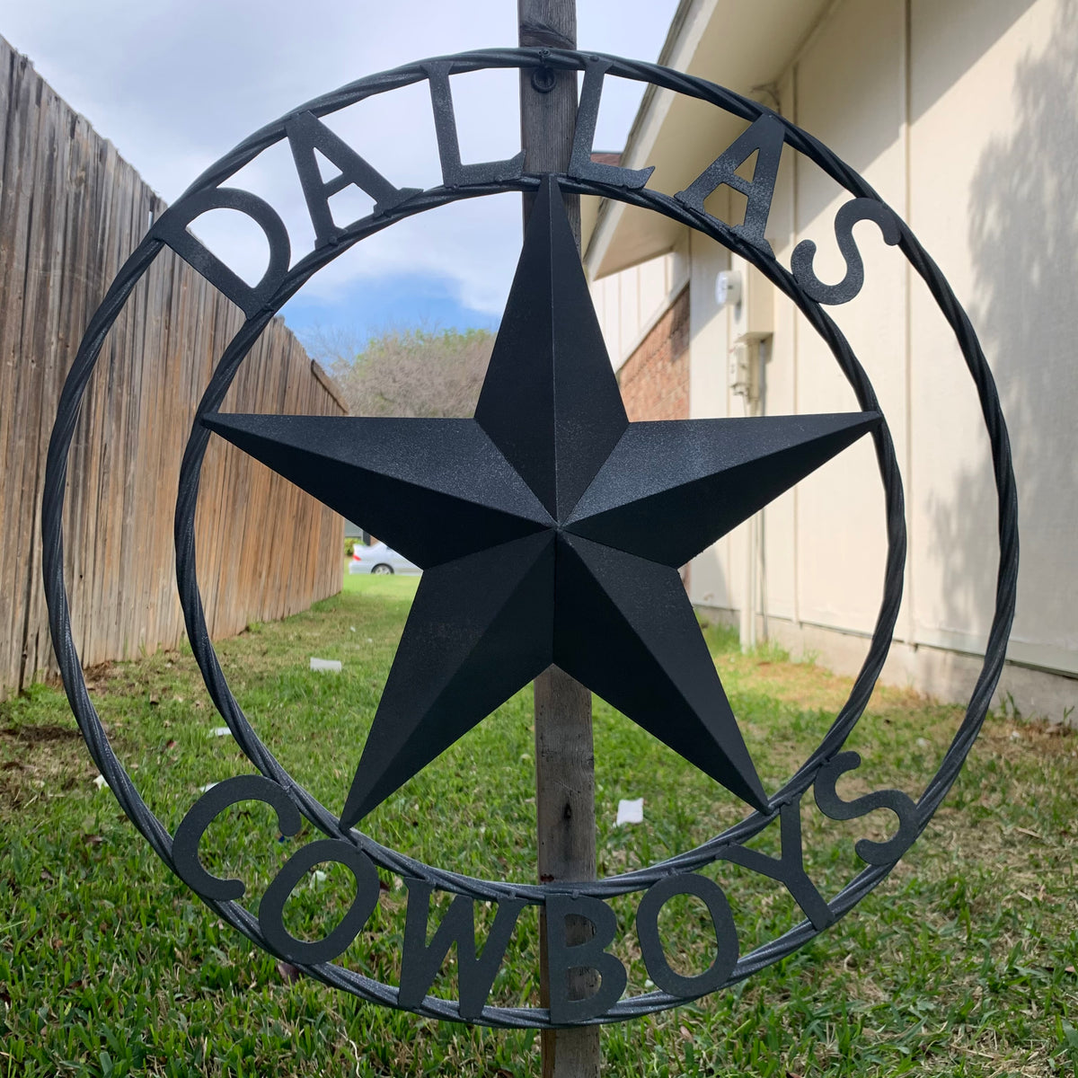 DALLAS COWBOYS RUSTIC GREY BARN LONE STAR CUSTOM METAL VINTAGE STAR WESTERN HOME DECOR