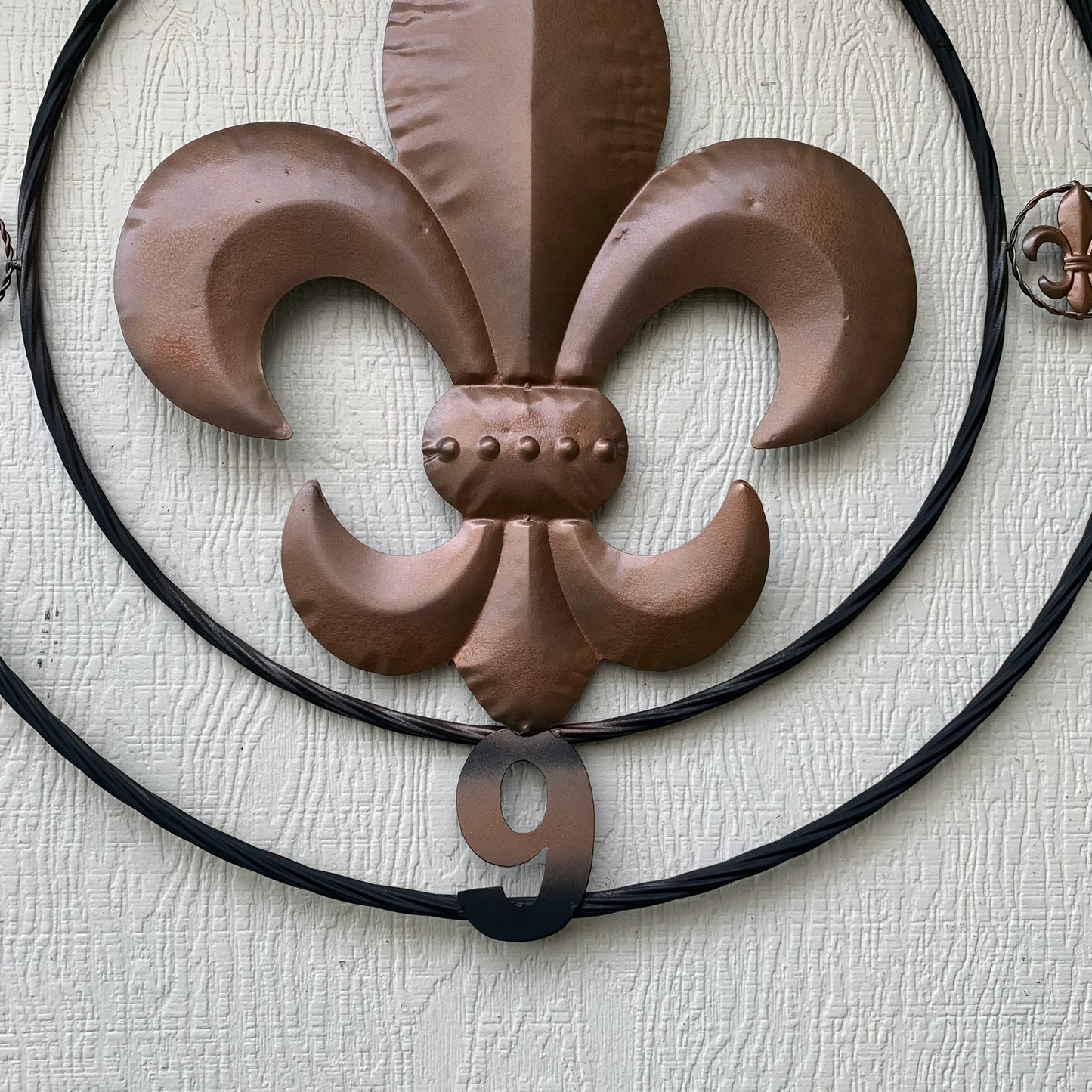 FORD STYLE YOUR CUSTOM NAME FLEUR DE LIS METAL TWISTED ROPE RING SIGN WALL ART WESTERN HOME DECOR HANDMADE 24", 32", 36"
