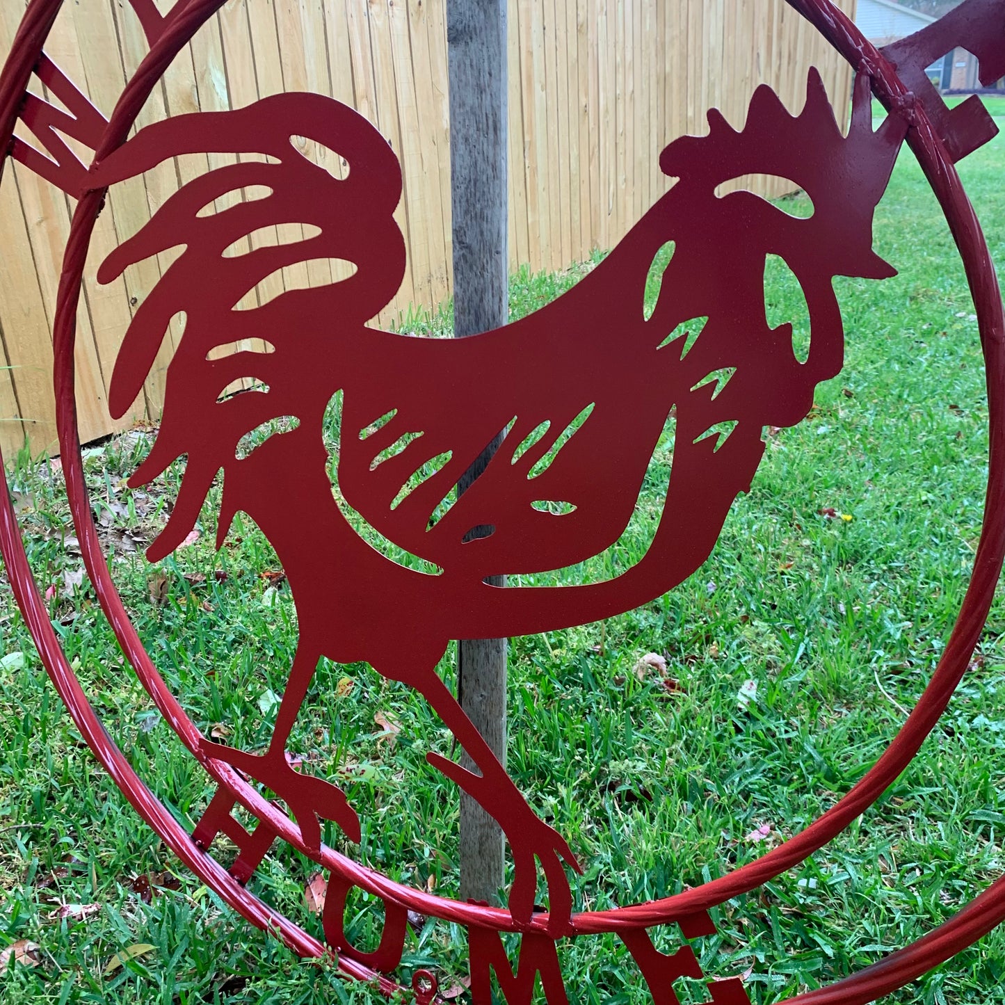 YOUR CUSTOM NAME RED ROOSTER LASERCUT METAL ART WITH RING DESIGN WESTERN METAL ANIMAL ART HOME WALL DECOR BRAND NEW