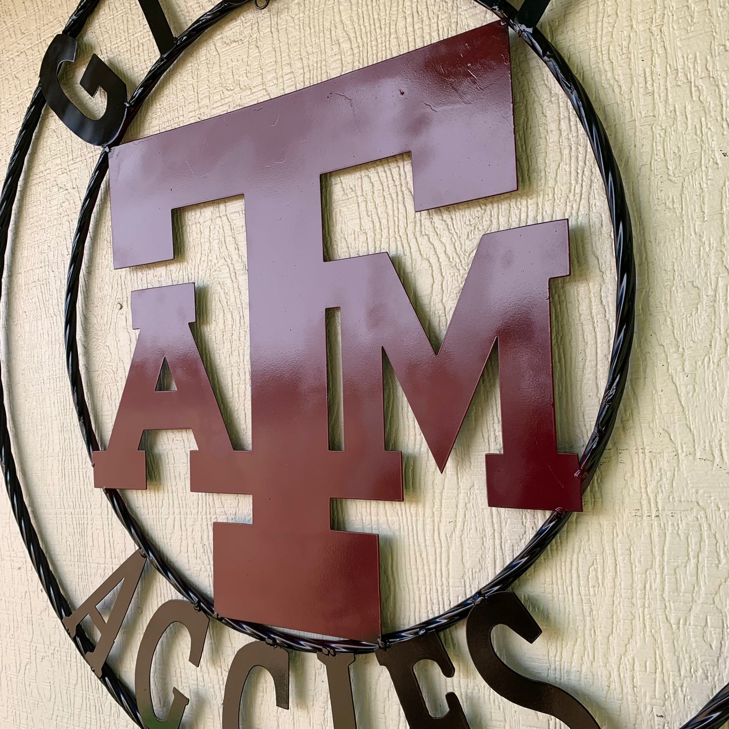 GIGEM AGGIES CUSTOM METAL VINTAGE CRAFT SIGN TEAM WESTERN HOME DECOR HANDMADE