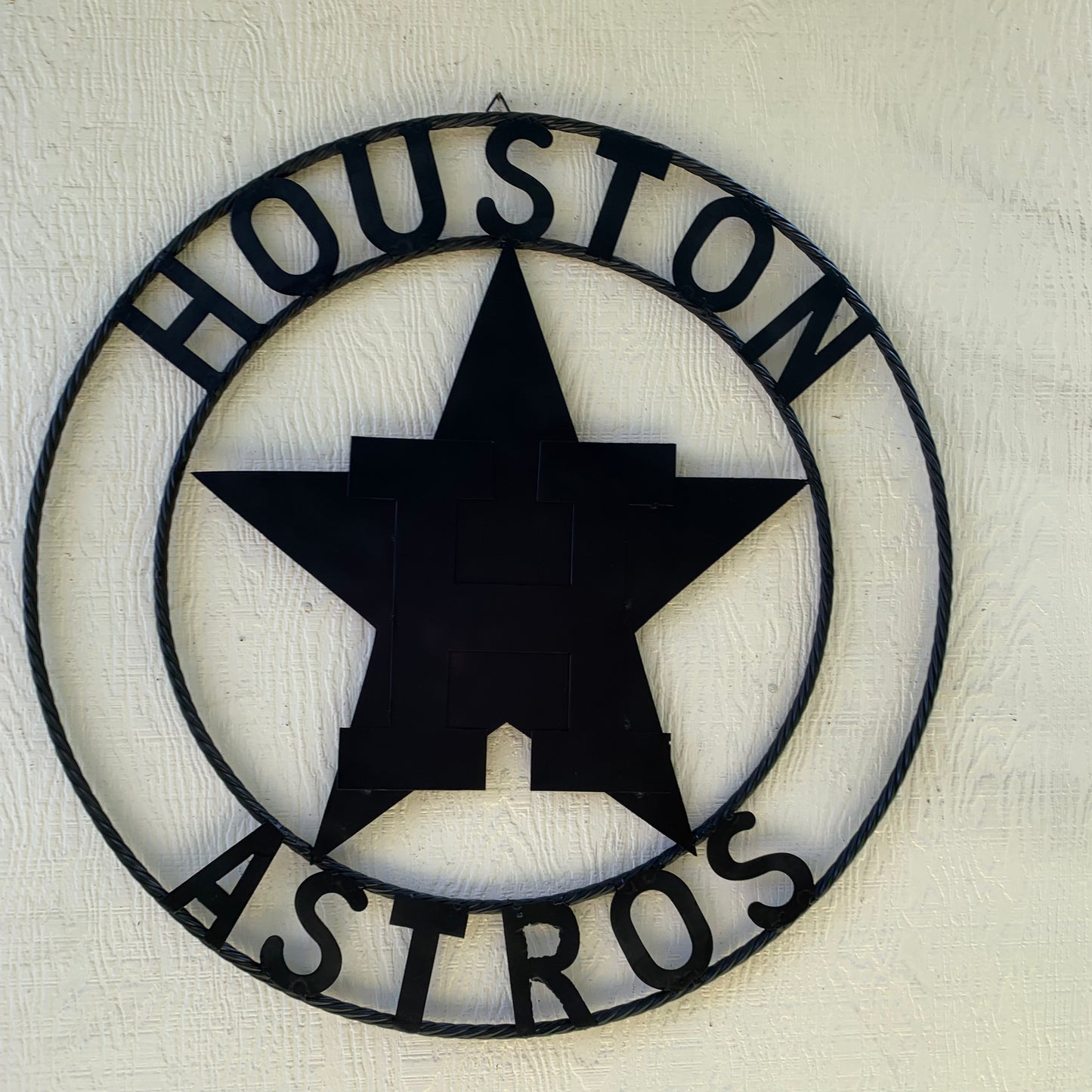 HOUSTON ASTROS CUSTOM METAL VINTAGE CRAFT SIGN TEAM ALL RUSTIC BLACK HANDMADE 12",18",24",32"