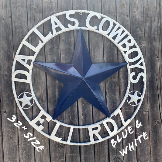 YOUR CUSTOM NAME STAR DALLAS COWBOYS METAL BARN STAR ROPE RING WESTERN HOME DECOR VINTAGE RUSTIC BROWN NEW HANDMADE 24",32",34",36",40",42",44",46",50"