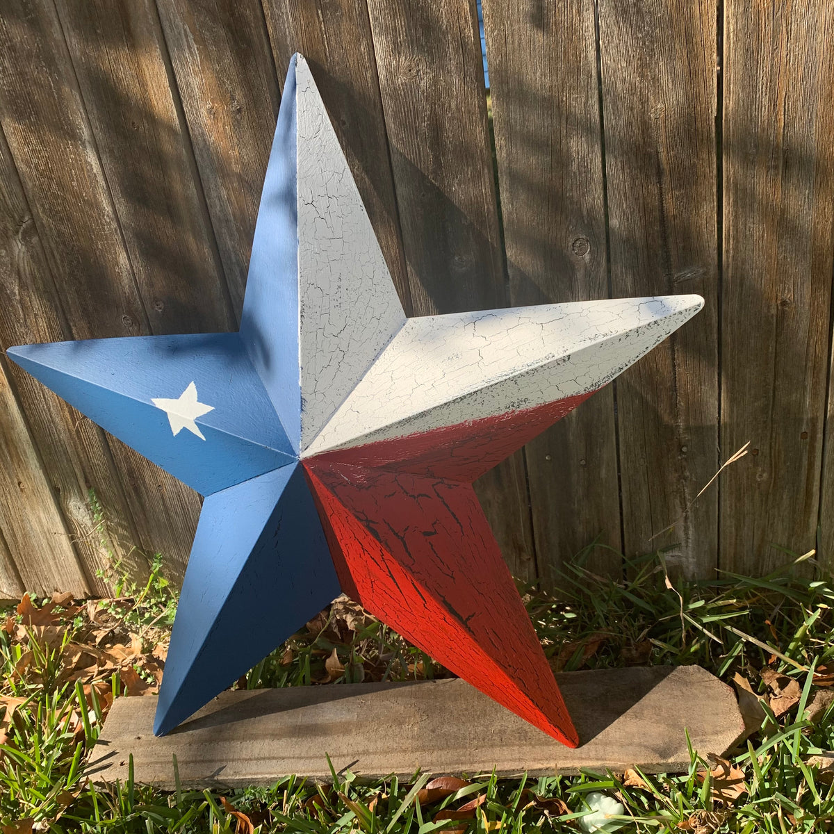 CRACKLE STYLE RED WHITE & BLUE METAL BARN STAR METAL WALL ART WESTERN HOME DECOR RUSTIC NEW