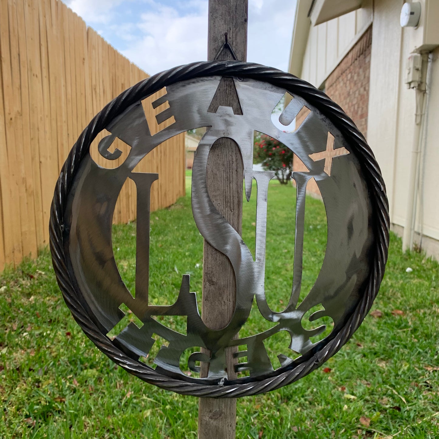 12",18",24",32" LSU GEAUX TIGERS CUSTOM RAW METAL VINTAGE CRAFT TEAM SIGN WESTERN HOME DECOR HANDMADE