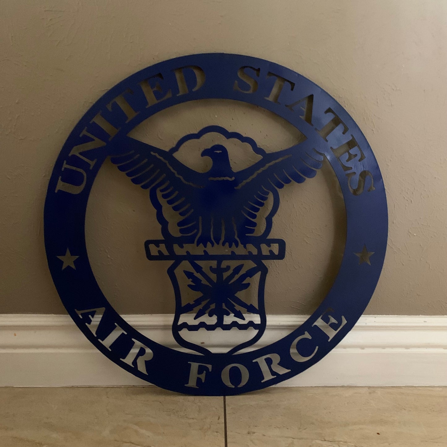 24" US AIR FORCE LASERCUT BLUE MILITARY METAL WALL ART AIRFORCE WESTERN HOME DECOR NEW
