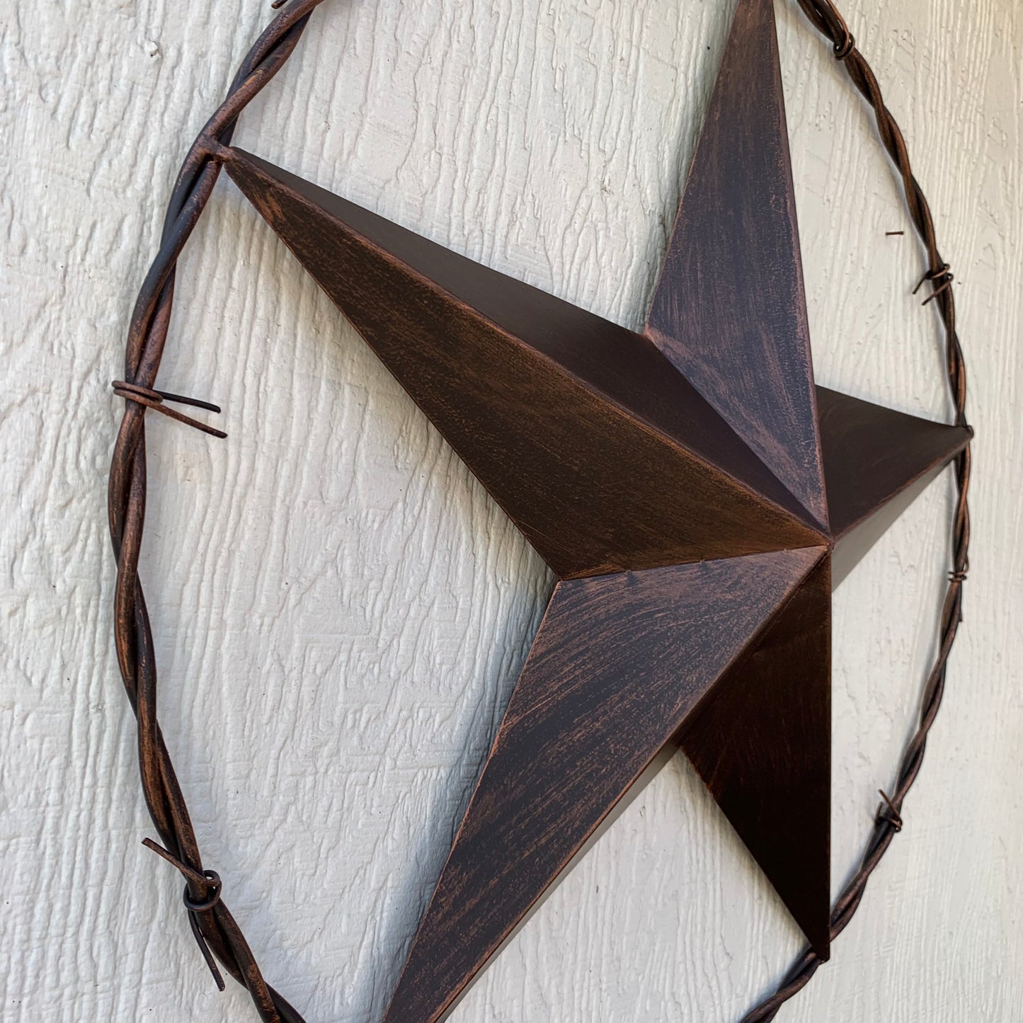 24" BARBWIRE TWISTED RING METAL WALL ART WESTERN HOME DECOR RUSTIC BRONZE COPPER #A10024