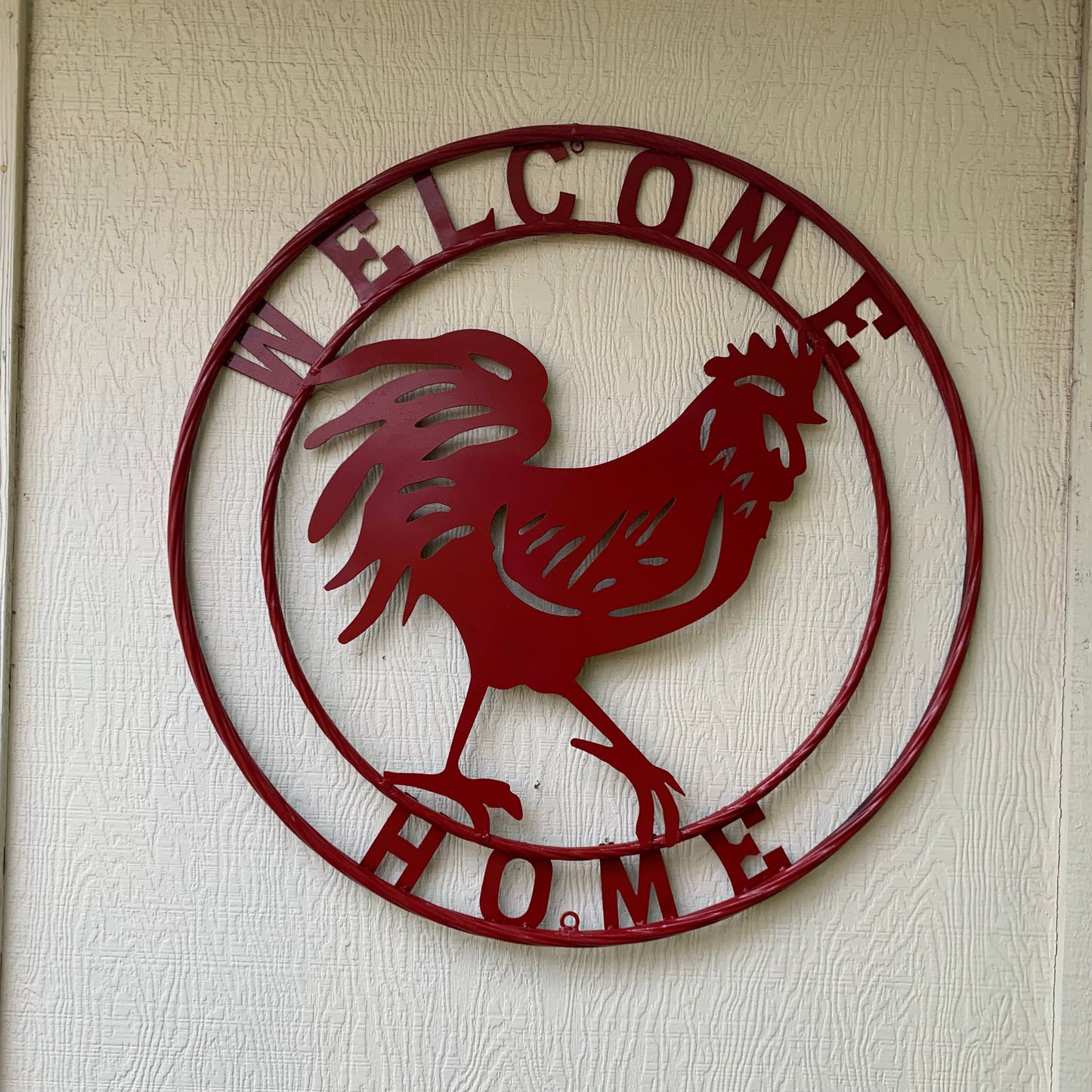 YOUR CUSTOM NAME RED ROOSTER LASERCUT METAL ART WITH RING DESIGN WESTERN METAL ANIMAL ART HOME WALL DECOR BRAND NEW