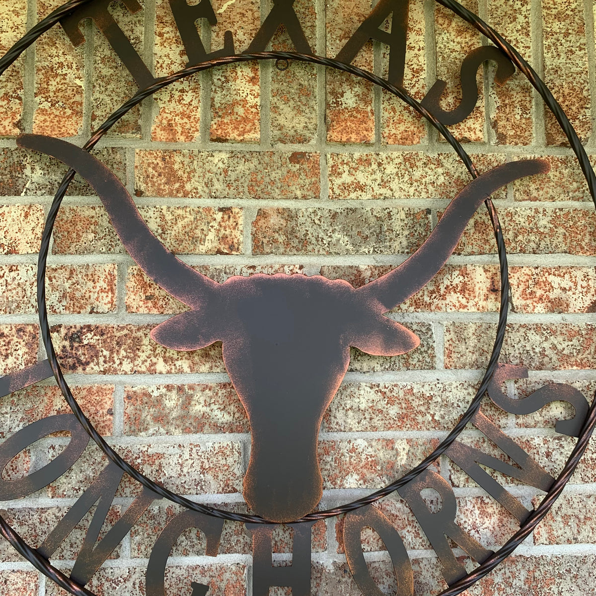 TEXAS LONGHORNS CUSTOM METAL VINTAGE CRAFT SIGN TEAM ART WESTERN HOME DECOR RUSTIC BRONZE HANDMADE #EH12565